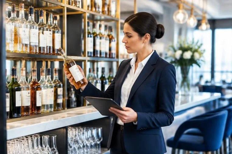 Beverage service behind a bar