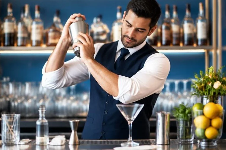Bartender preparing a beverage